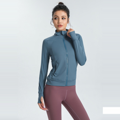 Cross-border sports jacket women's slimming tight elastic quick-drying yoga tops long-sleeved running training fitness clothes