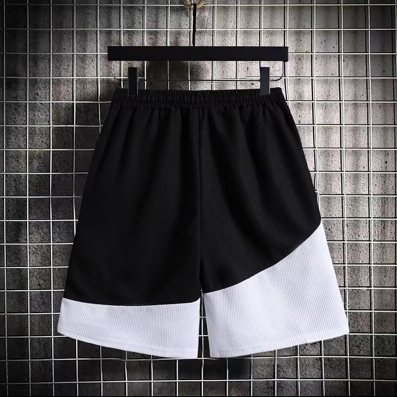 Dünne, lässige Sporthose für Herren, schweißabsorbierend, atmungsaktiv, Übergröße, locker, trendig, Fünf-Punkt-Schnitt_voghion.com