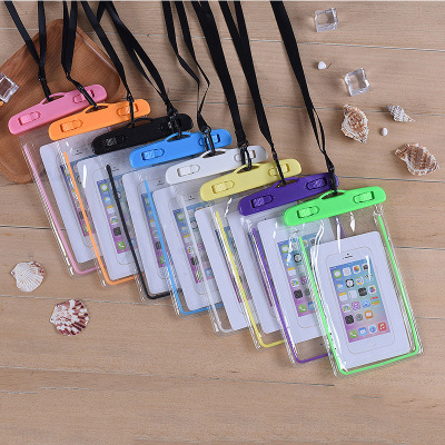 Manufactor wholesale Swimming transparent waterproof Mobile phone set Sandy beach PVC Touch screen fluorescence Noctilucent mobile phone Waterproof bag customized