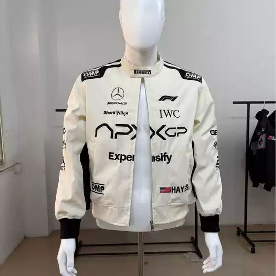 F1 Embroidered Racing Suit Motorcycle Riding Jacket Full Embroidery Racing Suit Embroidered Winter Padded Coat Custom