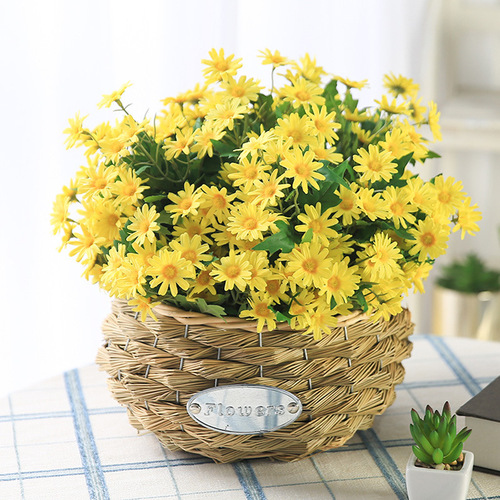 24-piece Chrysanthemum Simulation Flower White Chrysanthemum Bouquet Pastoral Wild Chrysanthemum Artificial Flower Chamomile Decoration Silk Flower Arrangement