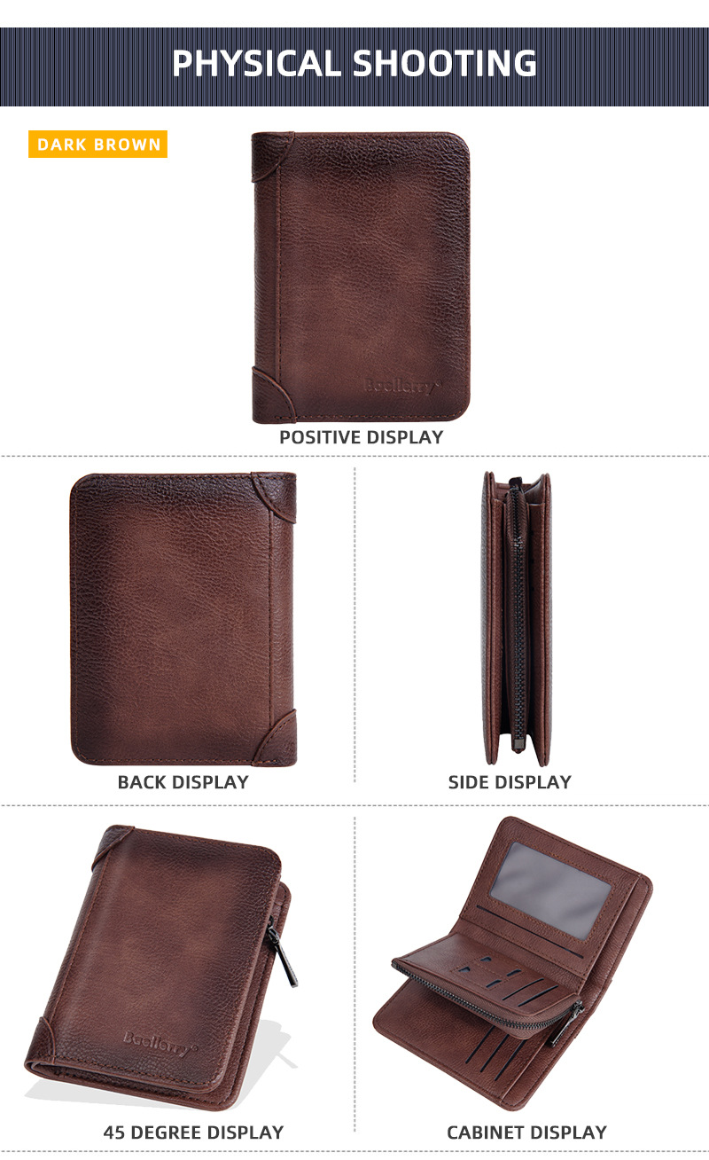 69g Weight Polyester Lining Material Zipper Closure Type Small Wallets Bags Type 1 Piece Quantity Daily Occasion Pu Leather Material Solid Color Pattern All Seasons Season Men's Gender Sewing Thread Design Business Style Square Shape Men's Solid Color Pu Leather Zipper Small Wallets 6