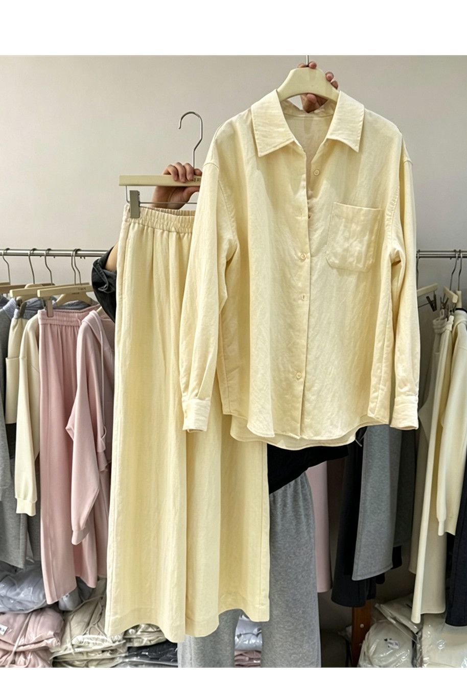European Style Women's Two Piece Set Linen High End Elegant Loose Fitting Cotton Shirt Wide Leg Pants Summer Outfit_ecoleips.com