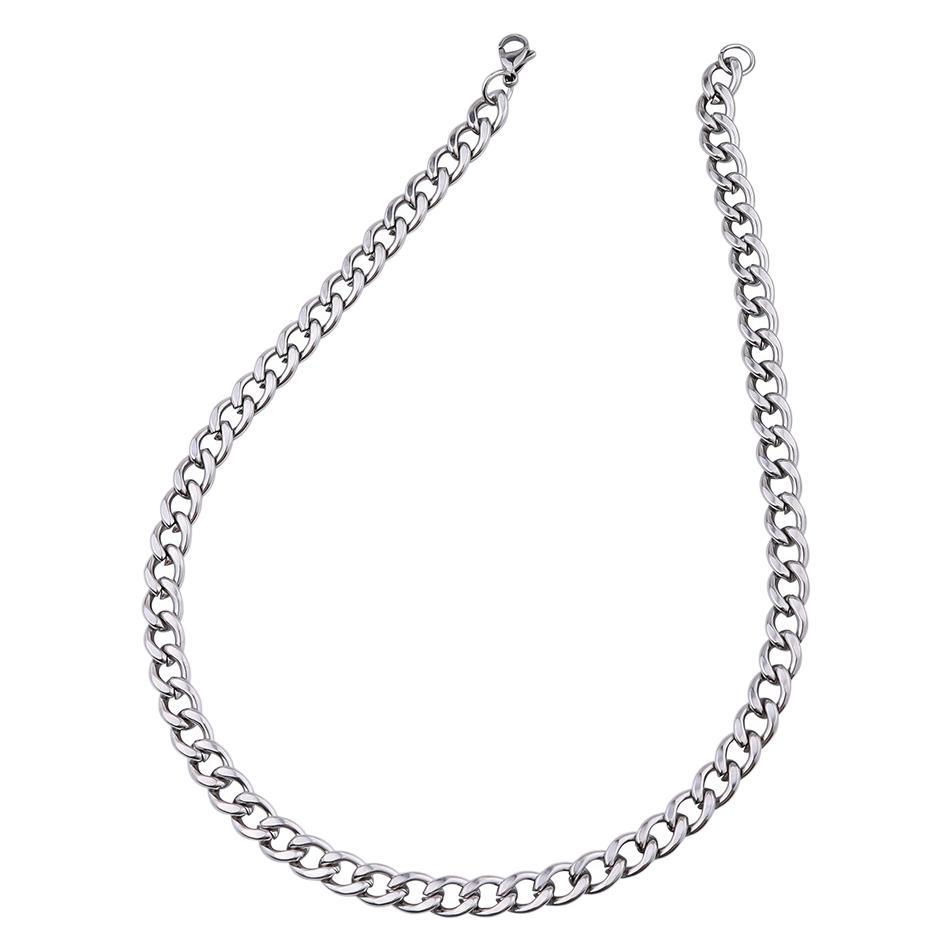 Titanium Steel Cuban Necklace Geometric Hexagon Chain Unisex_voghion.com