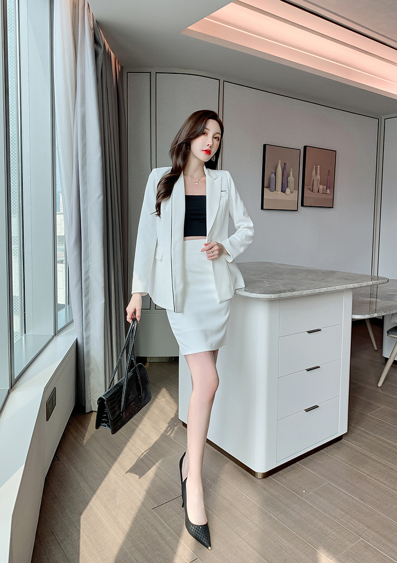 Set công sở nữ áo vest blazer và chân váy hai mảnh kiểu mới — Màu trắng chi tiết 23