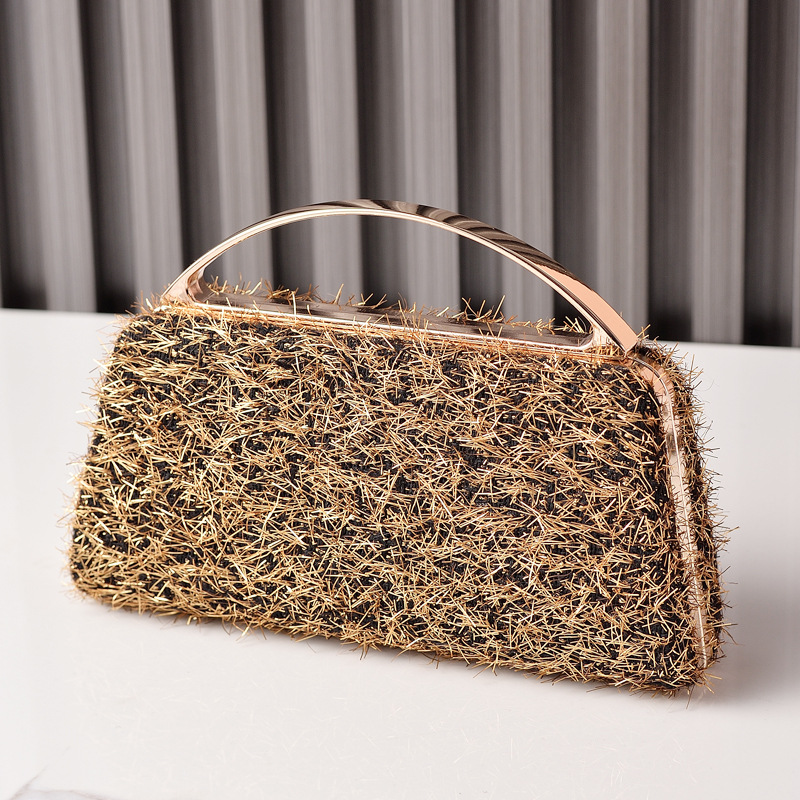 Bolso de cena dorado con borlas de nuevo estilo transfronterizo, bolso de fiesta portátil, bolso de novia de boda de moda europea y americana, venta directa de fábrica