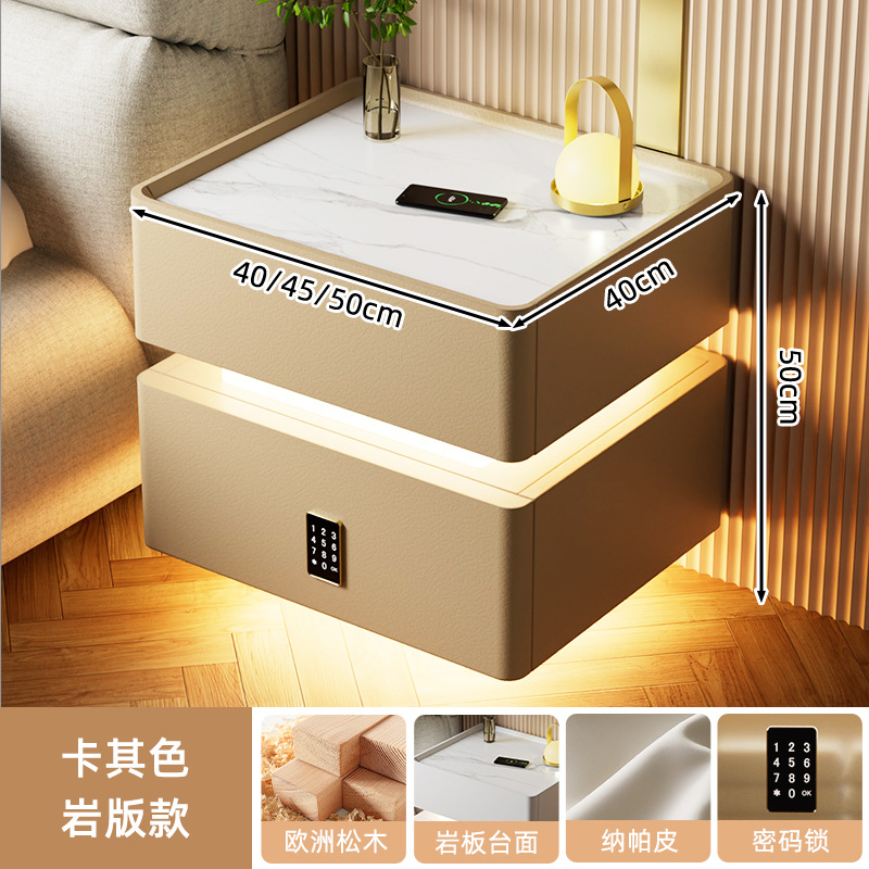 Mesa de cabezal inteligente con lámpara 2024 nuevo dormitorio de madera sólida lujoso y de alta calidad simple y moderno gabinete de almacenamiento junto a la cama