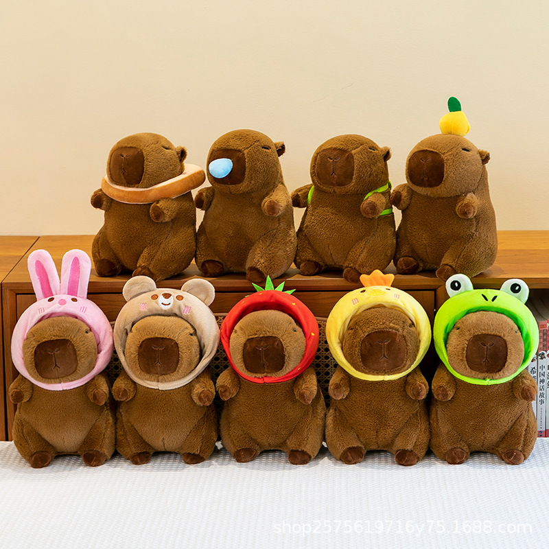 8inch Capybara Plush Toy Doll Capybara Hooded Doll Doll Machine Gift Wedding Foreign Trade Wholesale