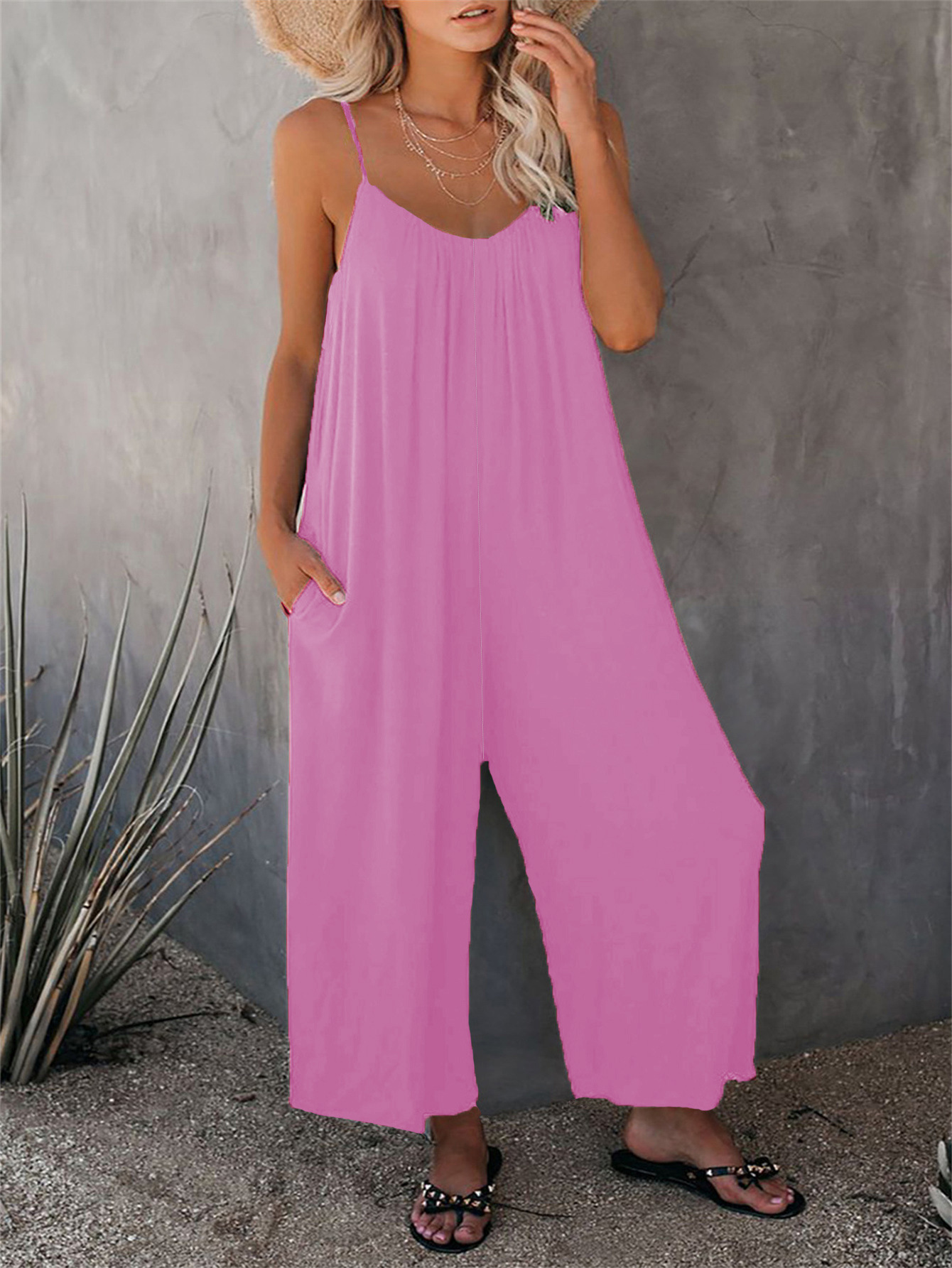 280g Weight Sleeveless Sleeve Length Full Length Pants Length Cotton Blend, Polyester Fabric Type Mid Waist Waist Line Jumpsuits Pants Type Bodysuits Tops Type Holiday, Daily Occasion Loose Fit Type Solid Color Pattern Summer, Spring Season Women's Gender Casual Style Women's Holiday Daily Bodysuits Casual Solid Color Full Length Jumpsuits 33