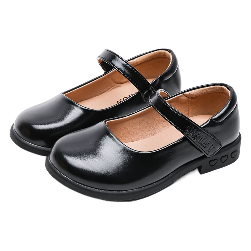 Черная кожаная обувь для девочек, весенне-Осенняя детская школьная обувь из натуральной кожи с цветком, детская обувь для выступлений в британском стиле с бантом, Студенческая обувь на мягкой подошве