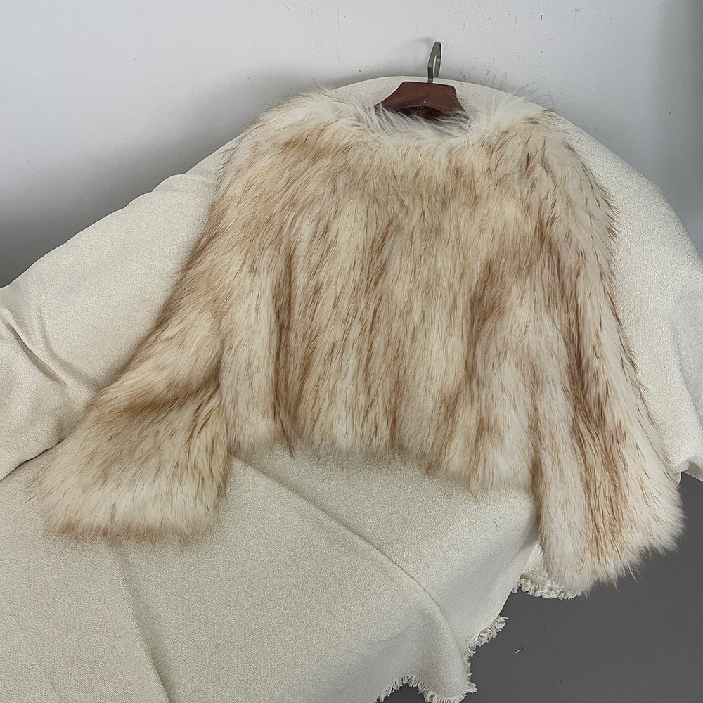 Damen Pelzmantel Aus Gewebtem Waschbärfell Für Herbst Und Winter_voghion.com