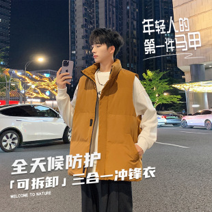 2024 Autumn and Winter New Outdoor Sports Couple Solid Color Vest Thickened Warm Fashion All-match plus size Wasp Youth