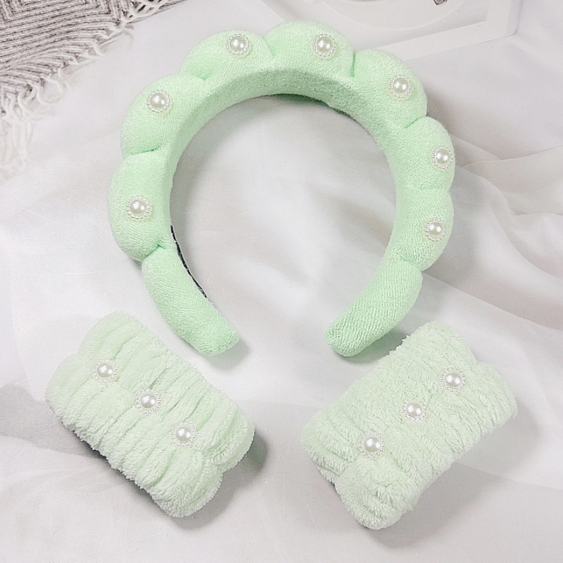 기계 재봉 트위스트 진주 머리띠-녹색 (20*17*4cm 89g)