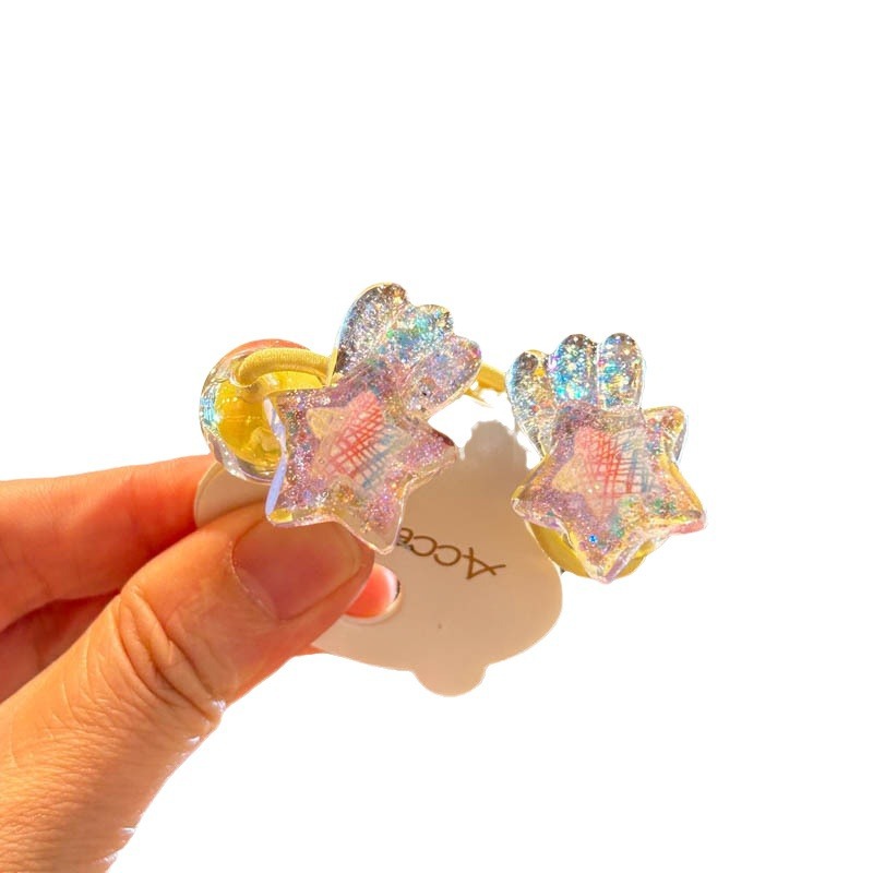 Los sueños de los niños brillan cisne nubes alrededor de la cuerda de cabello coronas rosadas trenzadas elástico para mujeres no lastimar la cuerda de cabello