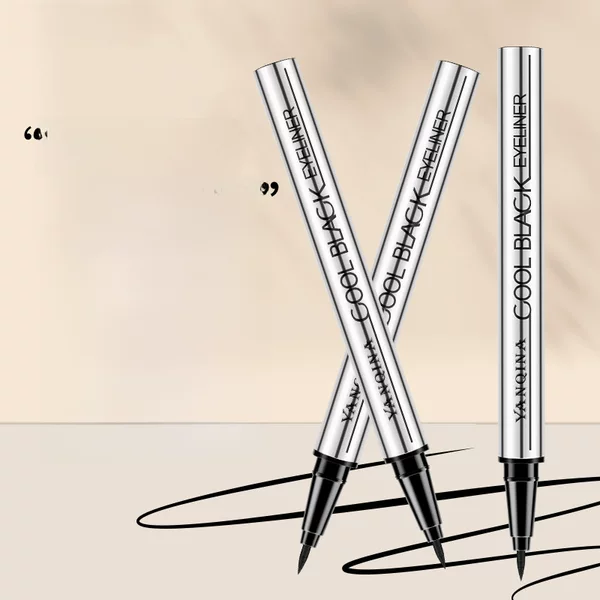 Yanqina Small Silver Tube Liquid Eyeliner Pen Non-Smudge Waterproof and Sweat-Proof Ultra-Fine Novice Eyeliner Gel Pen