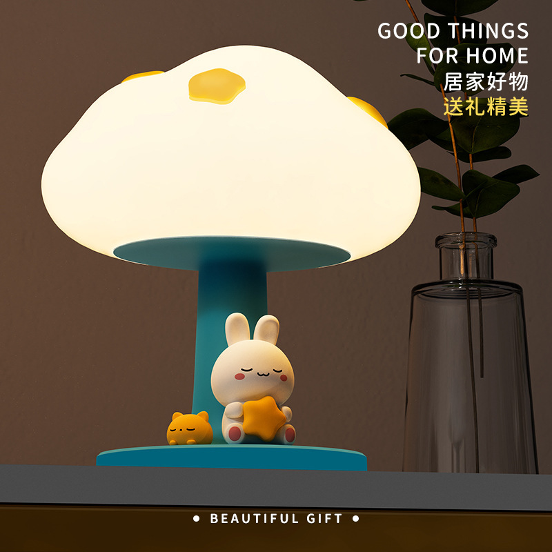 Nube lámpara de mesa dormitorio noche nube de dibujos animados lámpara de dormir niños estudiante de Escritorio USB recargable LED pequeña lámpara de mesa