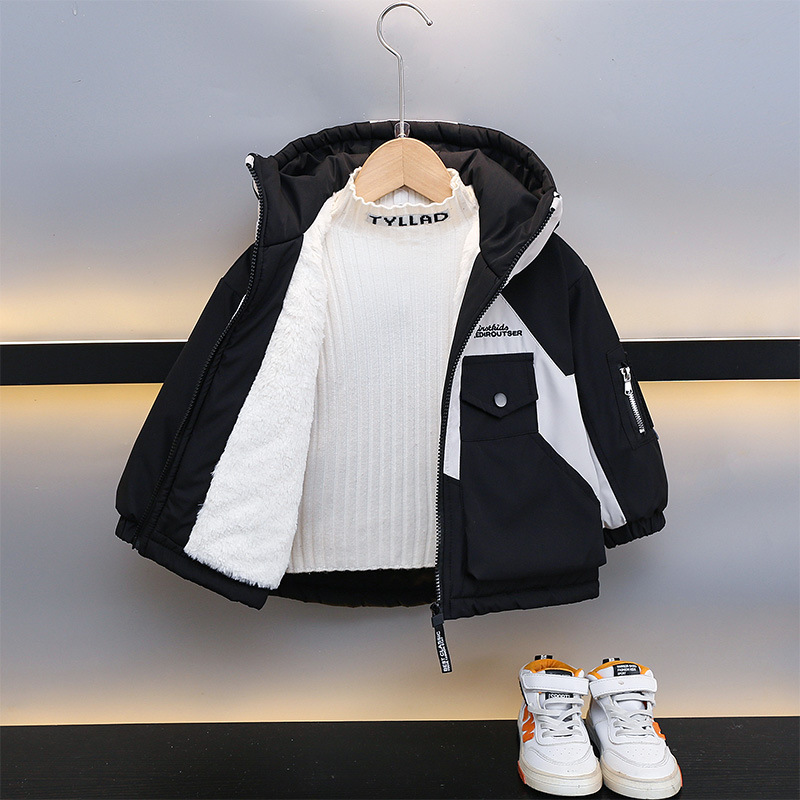 6433 Ropa de Parker de terciopelo para niños 2025 otoño e invierno nuevo estilo abrigo de algodón grueso para bebés