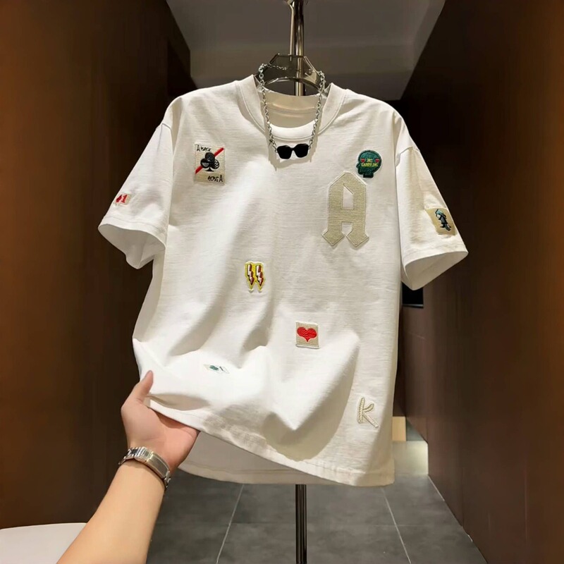 Summer New Style Men's Round Neck Short-Sleeved Casual Tops, Fashionable and Versatile Simple Letter T-Shirts Wholesale
