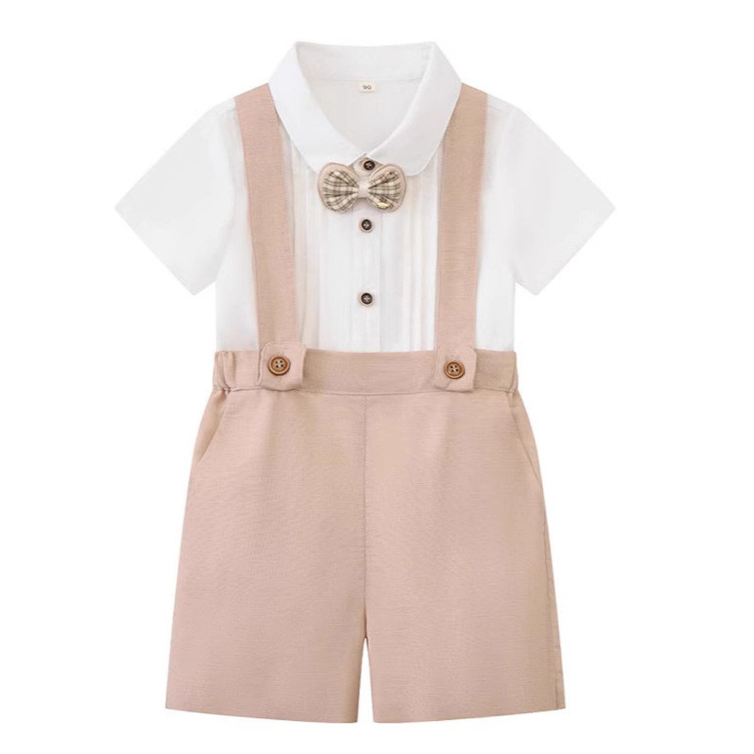 Cross-border Boys Summer New Children's Short-sleeved Pleated Top Shorts suit Two-piece Gentleman's Dress