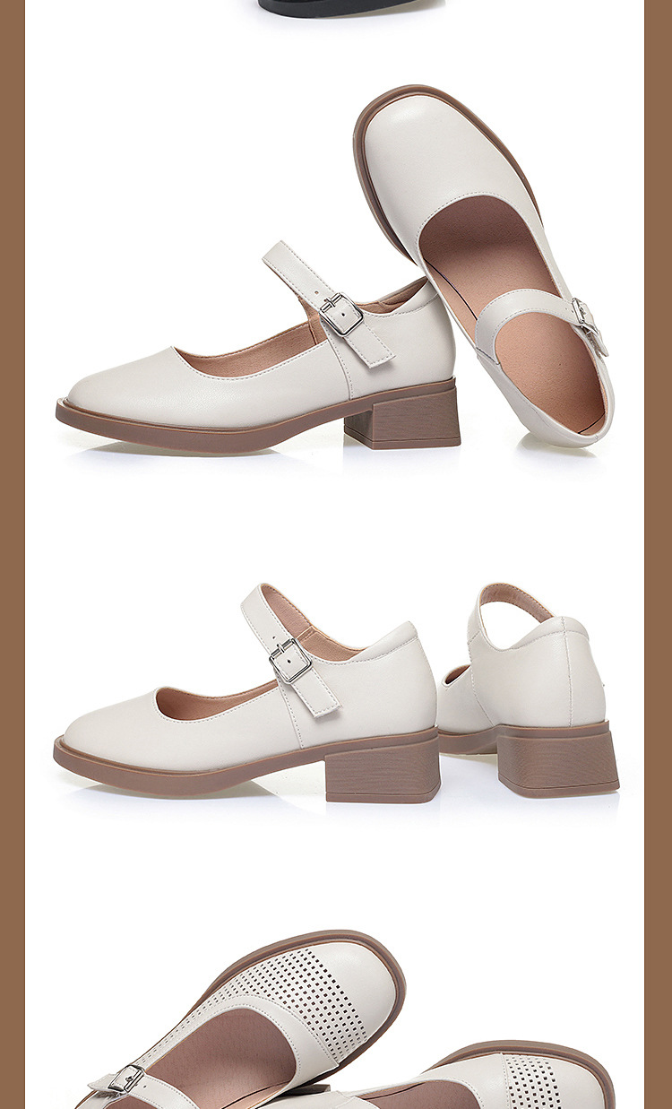 Sandal nữ quai chữ V đơn giản, đế thấp, da thật, hở mũi, chống trượt — Đen【kiểu xuyên thấu】 chi tiết 17