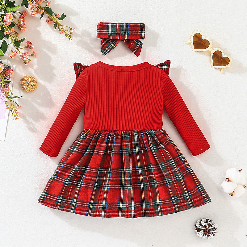 Mode Plaid Froufrous 100% Coton Filles Robes display picture 2