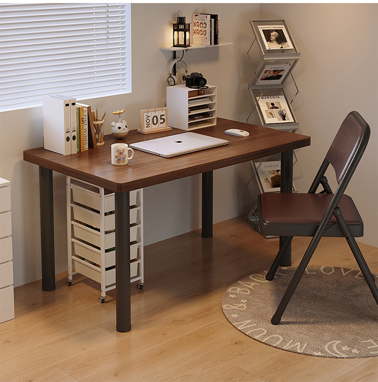Round-Legged Dressing Table, Office Desk, Computer Desk, Girls' and Children's Study Desk, Writing Desk, Class Desk, Dark-Colored Study Desk