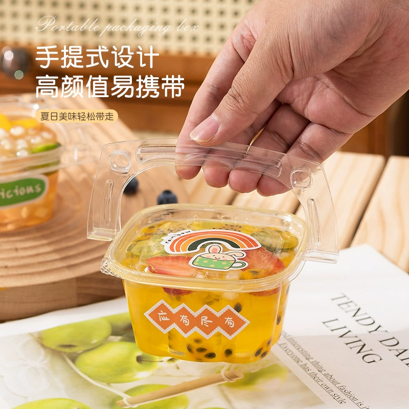 Модная упаковочная коробка для ледяного желе, йогурт, фруктовая смесь, упаковочная коробка для шариков таро, одноразовая портативная коробка для еды на вынос с ледяными клейкими рисовыми шариками