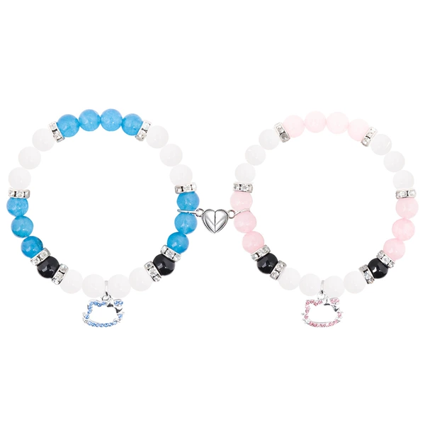 Blue kitty cat+pink kitty cat bracelet