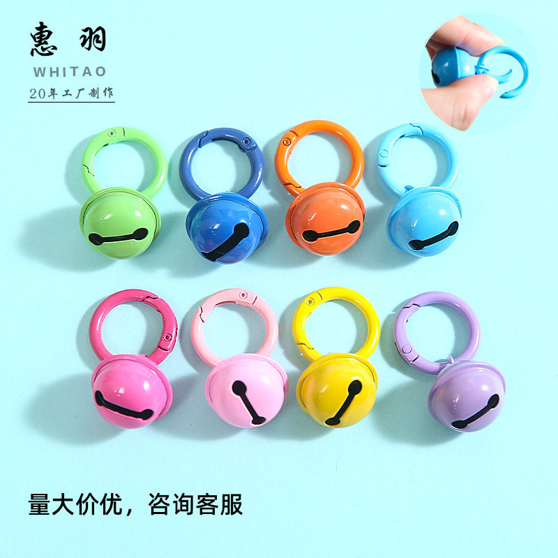 22mm Color DIY Large Bell Baking Paint Candy Color Spring Chain Keychain Jewelry Decoration Hanging Buckle Accessories Bag