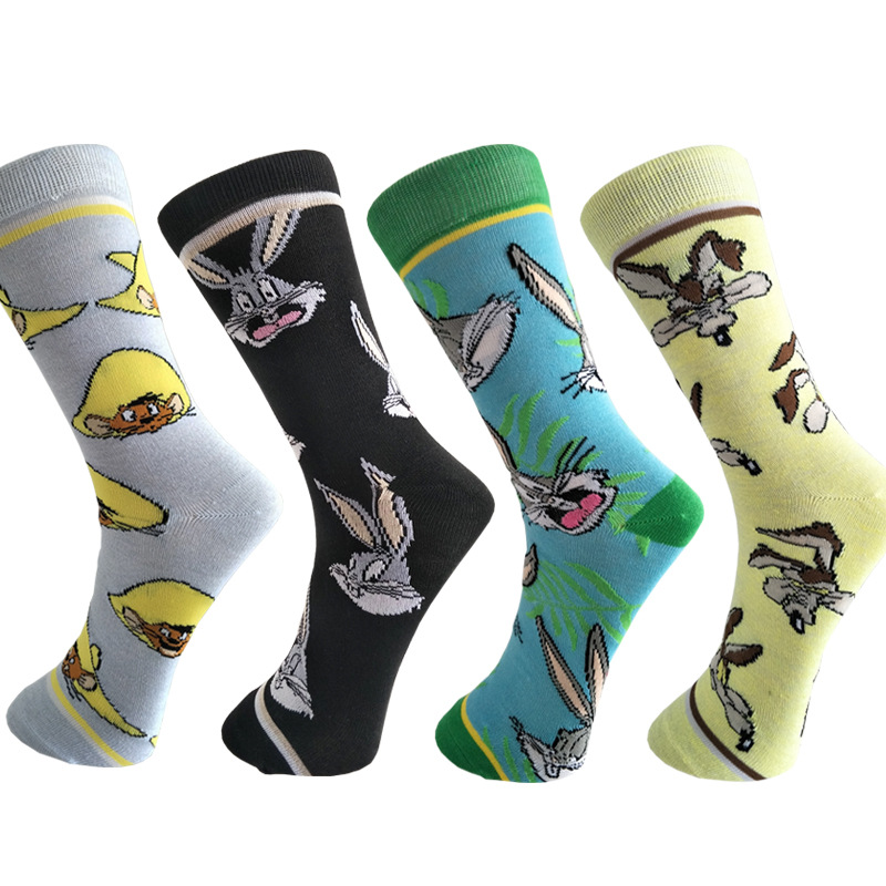 2025d 2025d New Cartoon Men's Mid-Calf Personality Bunny Sports Socks Straight_voghion.com