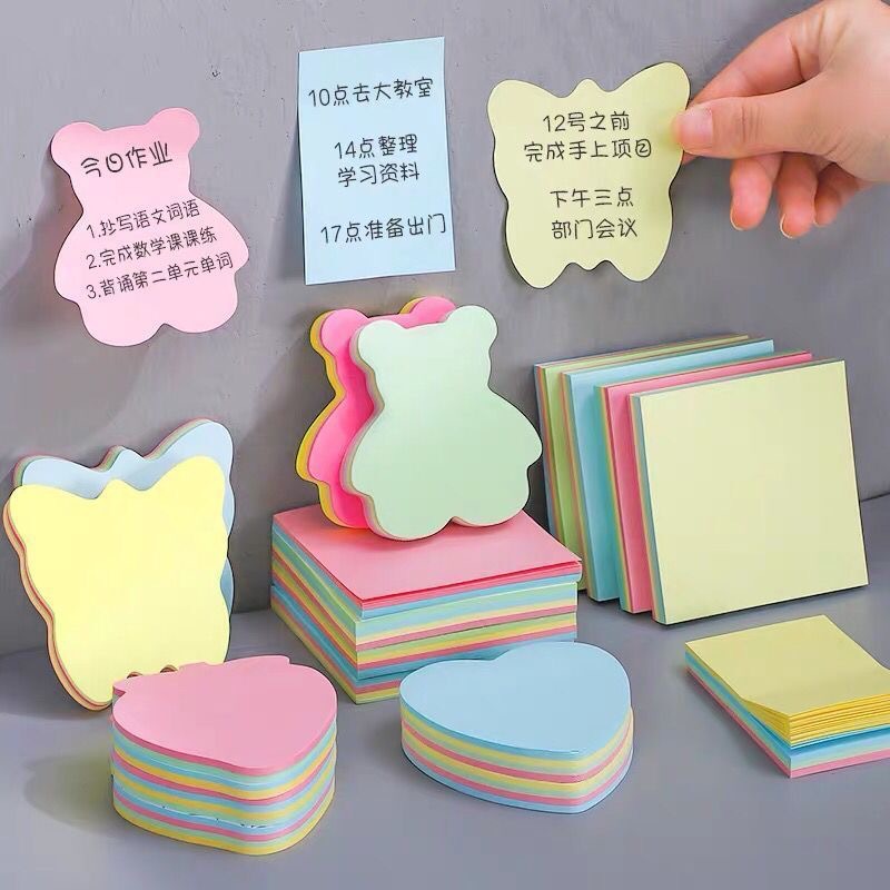 Cute Sticky Notes, Colorfulful Special-Shaped Office Note Paper, Tearable Student Creative Note Pad, Note Message Stickers Wholesale