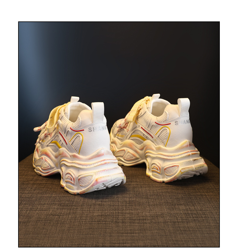 Giày thể thao nữ đế dày lưới thoáng khí phong cách dad sneaker — Trắng vàng chi tiết 20