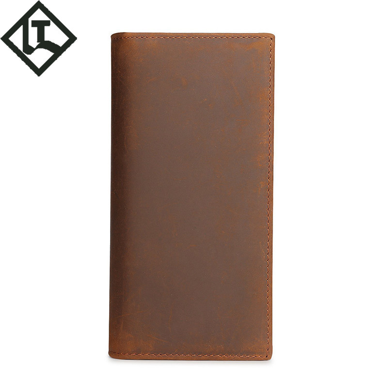 rfid钱包 疯马皮商务时尚亚马逊男士真皮銭包 牛皮手工长钱夹