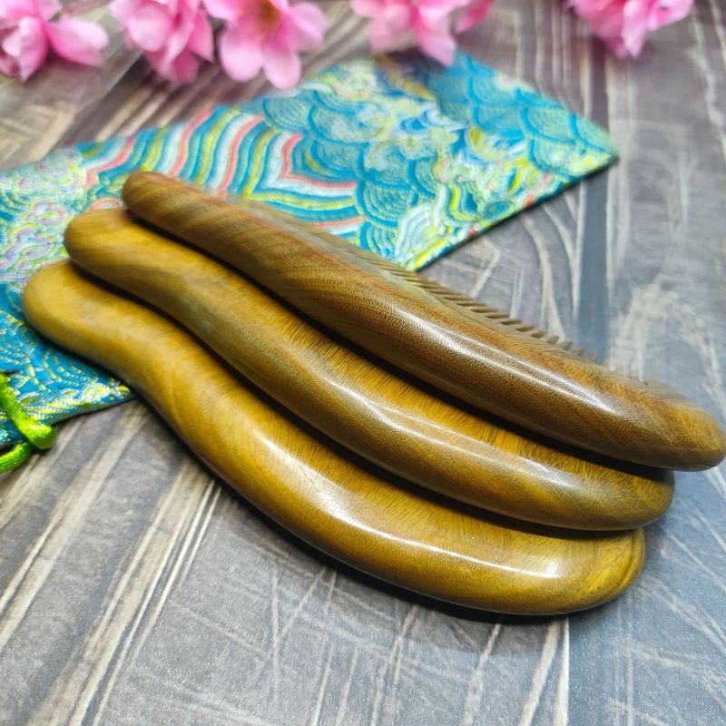天然緑白檀櫛小魚木製櫛緑白檀ストレートヘアカーリーヘア小さな櫛ギフト緑白檀櫛卸売|undefined