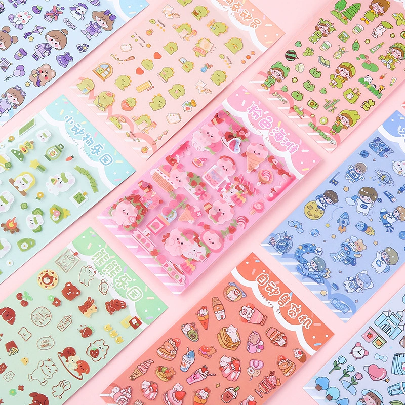 Милые наклейки для планировщика PET, декоративные материалы DIY Guka, детские мультяшные наклейки, водонепроницаемые прозрачные наклейки для планировщика