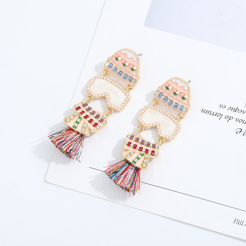 New Creative Alloy Geometric Cartoon Tassel Earrings display picture 6