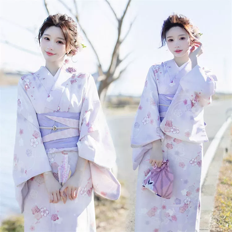 Фиолетовое кимоно Divine Maiden в японском стиле, улучшенная версия, нежный стиль, свежая и милая весенняя сакура