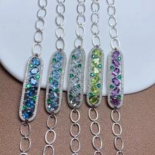 彩宝首饰新款手链925银镶嵌天然彩宝星光蓝宝石多粒水晶托帕橄榄