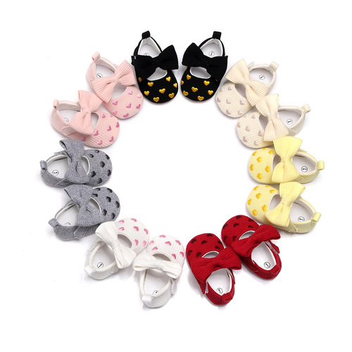 Autumn new embroidered heart bow princess shoes girls shoes baby non-slip toddler shoes wholesale