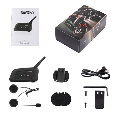 Xinowy Brand V4Pro4-Person Simultaneous Intercom Motorcycle Helmet Bluetooth Headset Riding Helmet Intercom Headset (Motorcycle Helmet Headset) - xinny-v4-pro-35mm-single-package