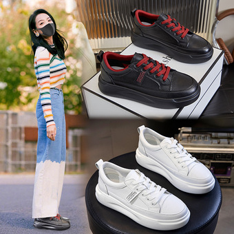 真皮小白鞋2025秋季新款单鞋厚底女鞋平底鞋休闲鞋女式板鞋shoes