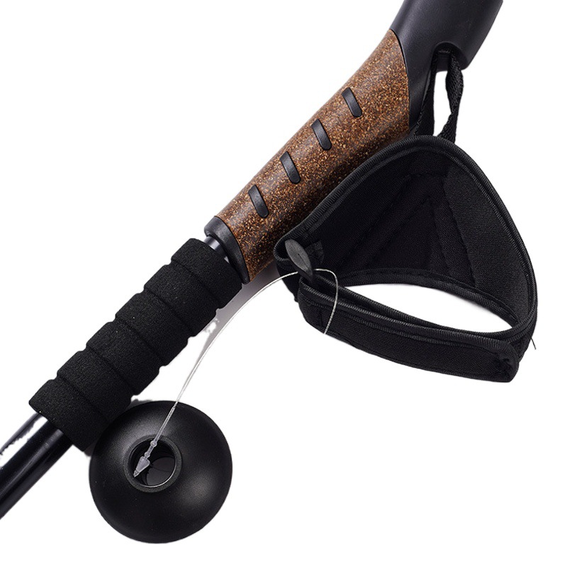 Bastón de Trekking al aire libre nórdico cross-country senderismo aleación de aluminio bastón traje mango de madera bolsa de almacenamiento pie cubierta par