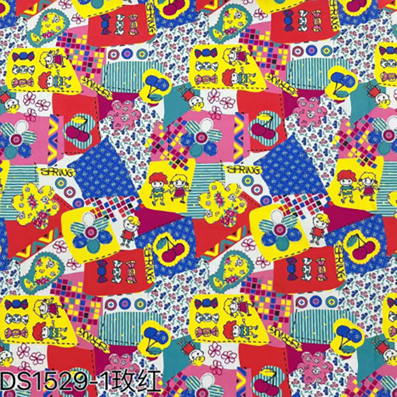 全棉数码卡通拼图印花布 纯棉40支梭织平纹印花 童装布包拼布印花