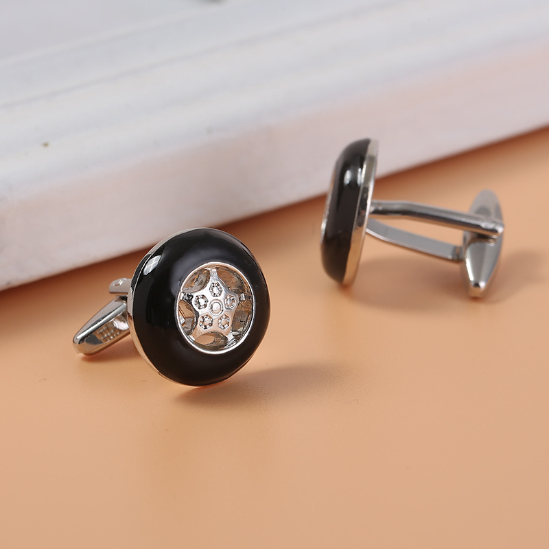 Neue runde eingelegten stern manschettenknöpfe mode retro herren hemd manschettenknöpfe_voghion.com