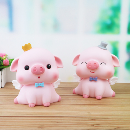 ins creative Korean cute obedient pig children's piggy bank Internet celebrity cartoon anti-fall piggy bank vinyl pig ornaments