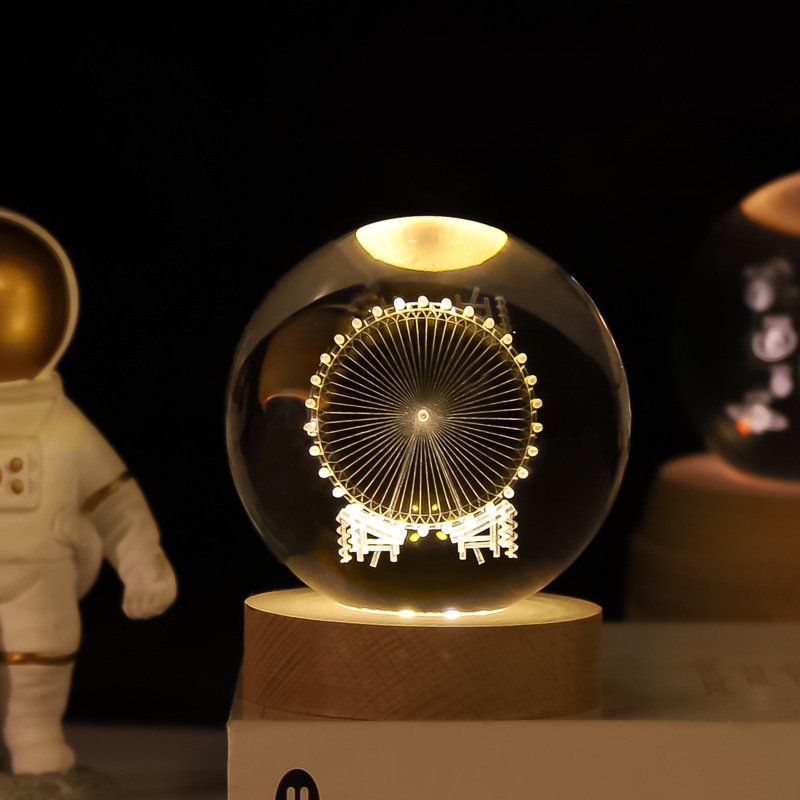 Lámpara Nocturna de Bola de Cristal 3D de Cristal Blanco, Grabado 3D e Iluminación LED, para Decoración y Regalo de Cumpleaños image 34
