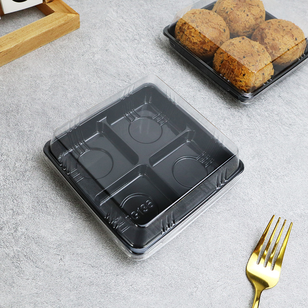 Caja de Mochi Cuatro Cápsulas Seis Cápsulas de Mochi Xue Mei Niang Yema de huevo Pastelería de plástico transparente para hornear Caja de embalaje desechable image 3