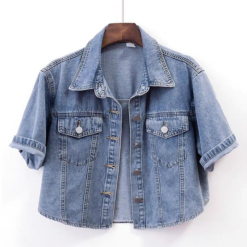 Versatile Thin Denim Jacket for Women, Short Style, Spring/Summer 2026, Light Blue, Casual, Slimming, Outerwear, Short-Sleeved Vest