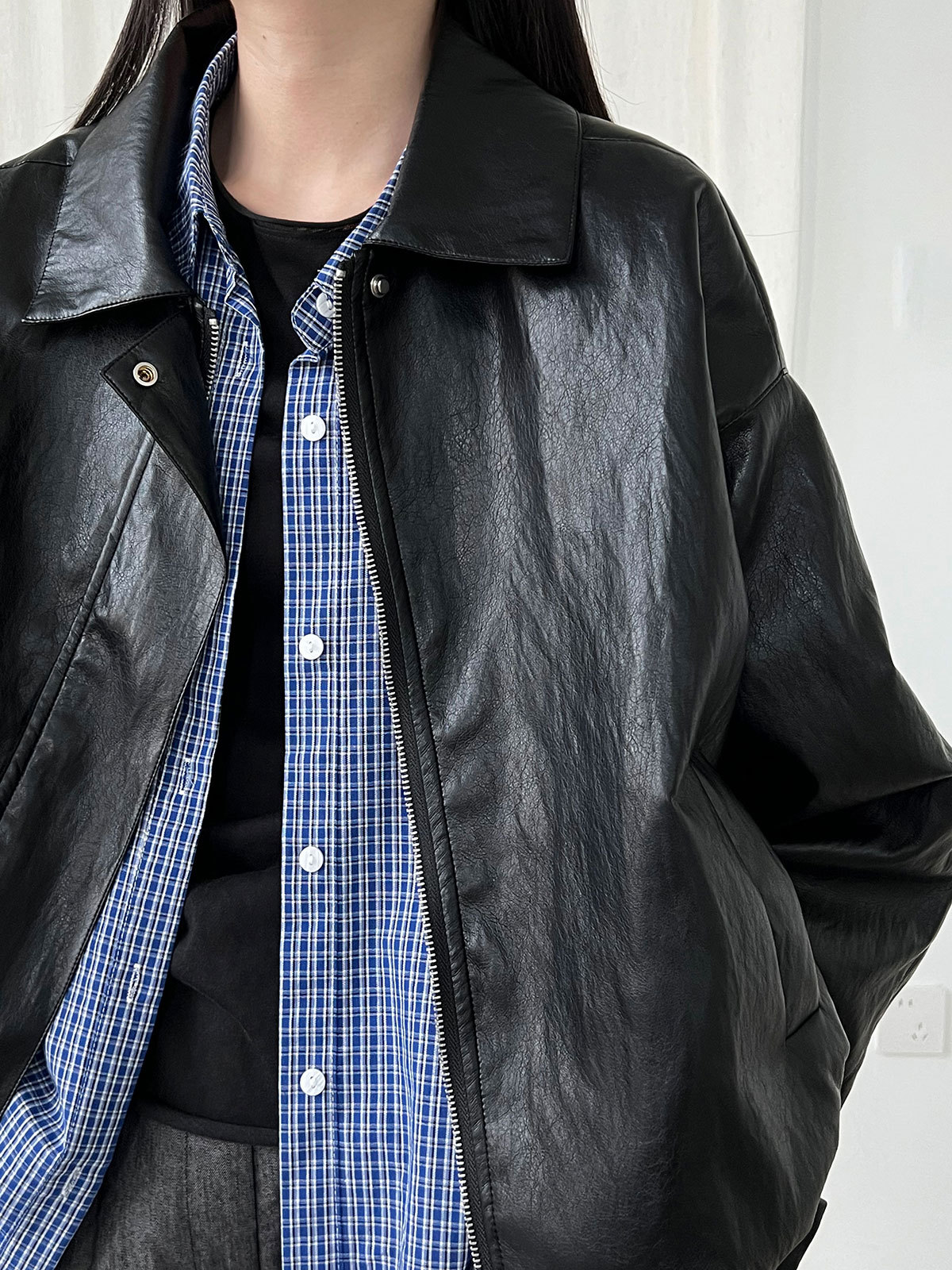 Retro autumn polyurethane jacket, American style, high-end