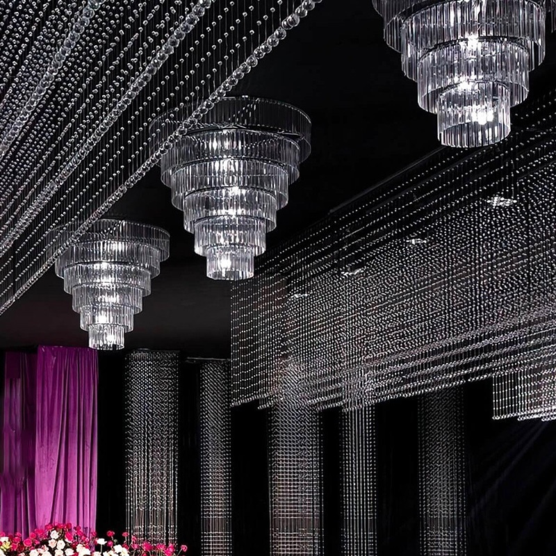 Nueva boda de hierro forjado cortina de perlas de cristal candelabro pabellón ceremonia sala de bodas decoración de estilo europeo candelabro